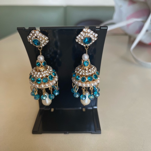 NWT!!! Earrings/Jhumka’s blue gold - Picture 1 of 3